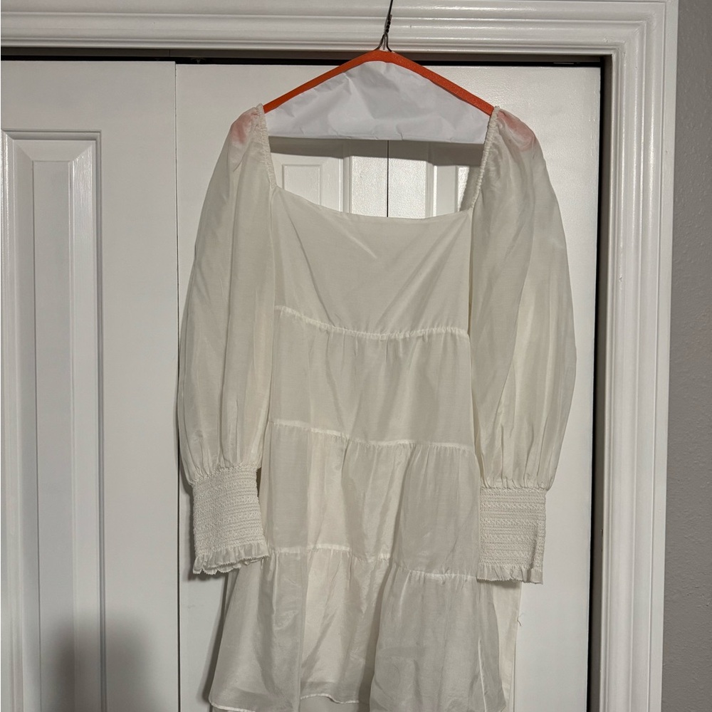 Alice + Olivia White Silk Long Sleeve Dress - Picture 6 of 12